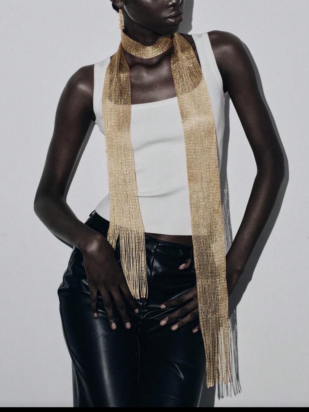 Gold Metallic Fringe Scarf - Women Accessories